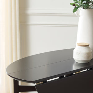 Safavieh Roz Folding Round Wood Dining Table Matte Black Finish for Compact Modern Spaces DTB1412A
