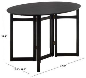 Safavieh Roz Folding Round Wood Dining Table Matte Black Finish for Compact Modern Spaces DTB1412A