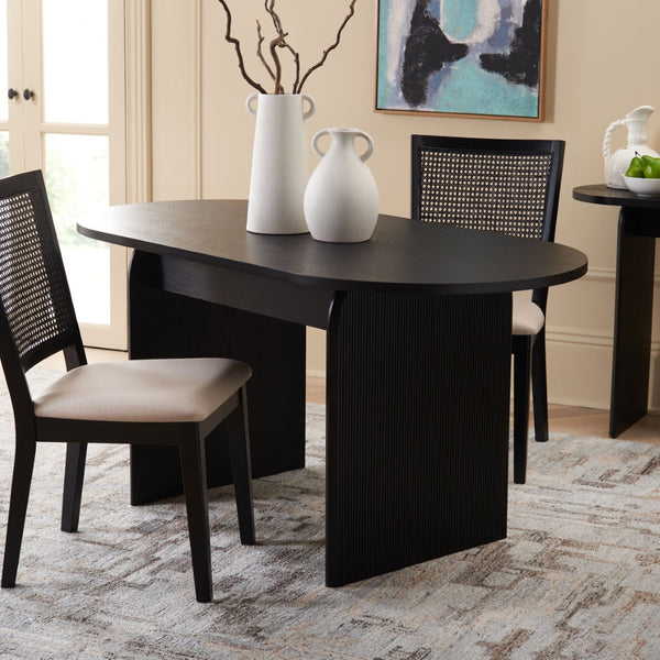 Safavieh Syura Ribbed Dining Table – Modern Sculptural Design With Soft Edges And Tactile Detail For Every Space Black DTB2101B