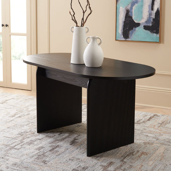 Safavieh Syura Ribbed Dining Table – Modern Sculptural Design With Soft Edges And Tactile Detail For Every Space Black DTB2101B