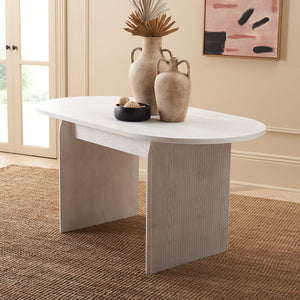 Safavieh Syura Ribbed Dining Table – Modern Sculptural Design With Soft Edges And Tactile Detail For Every Space White Wash DTB2101C