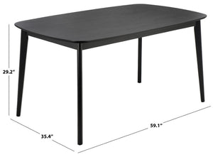 Safavieh Bolinas Square Dining Table Matte Black Finish Modern Architectural Style Seats Four DTB2701A