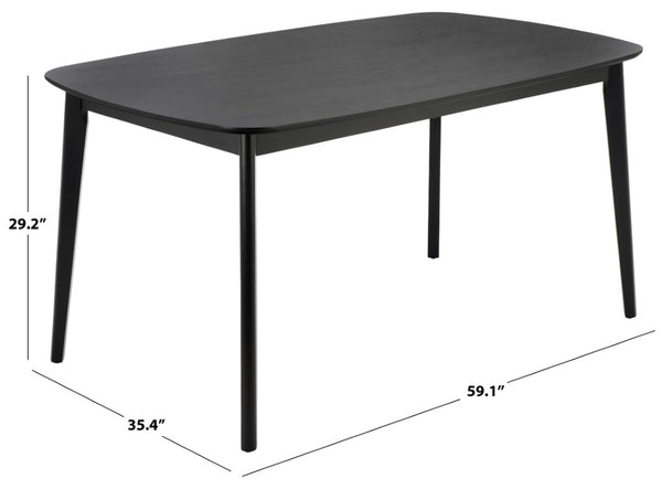 Safavieh Bolinas Square Dining Table Matte Black Finish Modern Architectural Style Seats Four DTB2701A