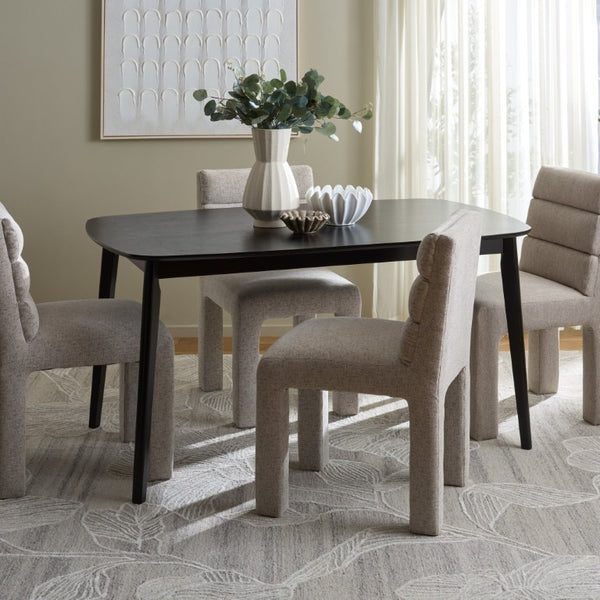 Safavieh Bolinas Square Dining Table Matte Black Finish Modern Architectural Style Seats Four DTB2701A