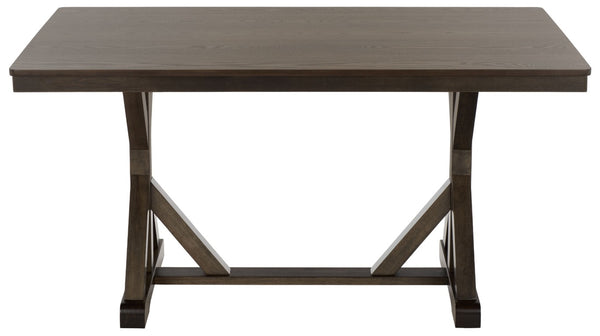 Safavieh Hildy Rectangular Dining Table Warm Ash Finish Seats Six Modern Farmhouse Style Brown DTB2702A