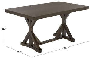 Safavieh Hildy Rectangular Dining Table Warm Ash Finish Seats Six Modern Farmhouse Style Brown DTB2702A