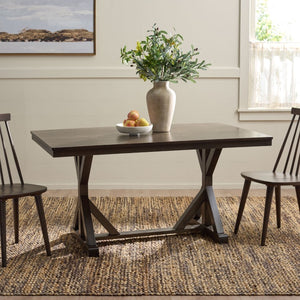Safavieh Hildy Rectangular Dining Table Warm Ash Finish Seats Six Modern Farmhouse Style Brown DTB2702A