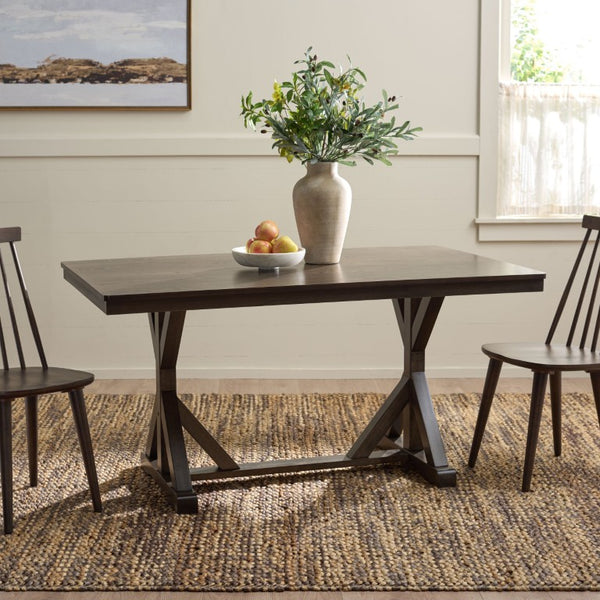 Safavieh Hildy Rectangular Dining Table Warm Ash Finish Seats Six Modern Farmhouse Style Brown DTB2702A