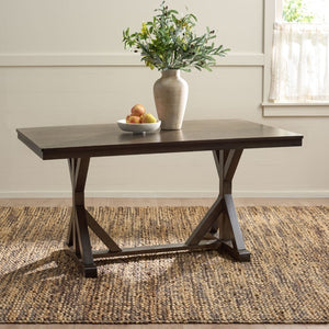Safavieh Hildy Rectangular Dining Table Warm Ash Finish Seats Six Modern Farmhouse Style Brown DTB2702A