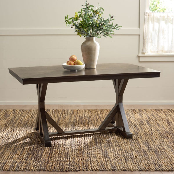 Safavieh Hildy Rectangular Dining Table Warm Ash Finish Seats Six Modern Farmhouse Style Brown DTB2702A