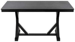 Safavieh Hildy Rectangular Dining Table Warm Ash Finish Seats Six Modern Farmhouse Style Black DTB2702B