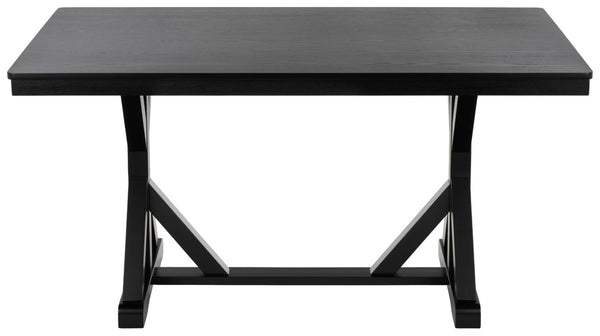 Safavieh Hildy Rectangular Dining Table Warm Ash Finish Seats Six Modern Farmhouse Style Black DTB2702B
