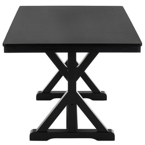 Safavieh Hildy Rectangular Dining Table Warm Ash Finish Seats Six Modern Farmhouse Style Black DTB2702B