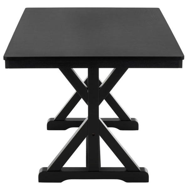 Safavieh Hildy Rectangular Dining Table Warm Ash Finish Seats Six Modern Farmhouse Style Black DTB2702B