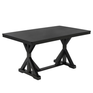 Safavieh Hildy Rectangular Dining Table Warm Ash Finish Seats Six Modern Farmhouse Style Black DTB2702B