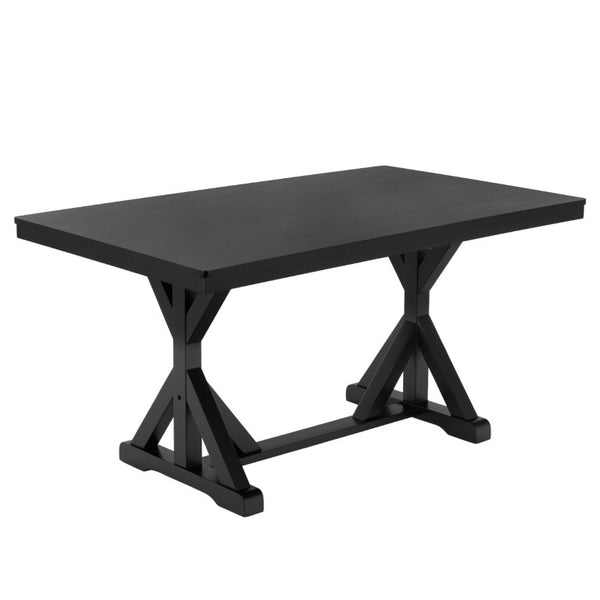 Safavieh Hildy Rectangular Dining Table Warm Ash Finish Seats Six Modern Farmhouse Style Black DTB2702B