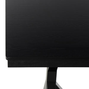Safavieh Hildy Rectangular Dining Table Warm Ash Finish Seats Six Modern Farmhouse Style Black DTB2702B