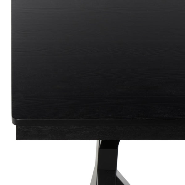 Safavieh Hildy Rectangular Dining Table Warm Ash Finish Seats Six Modern Farmhouse Style Black DTB2702B