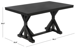 Safavieh Hildy Rectangular Dining Table Warm Ash Finish Seats Six Modern Farmhouse Style Black DTB2702B
