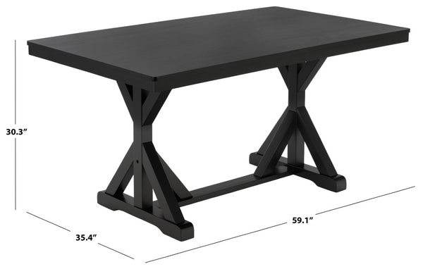 Safavieh Hildy Rectangular Dining Table Warm Ash Finish Seats Six Modern Farmhouse Style Black DTB2702B
