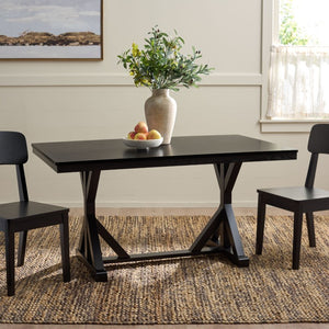 Safavieh Hildy Rectangular Dining Table Warm Ash Finish Seats Six Modern Farmhouse Style Black DTB2702B
