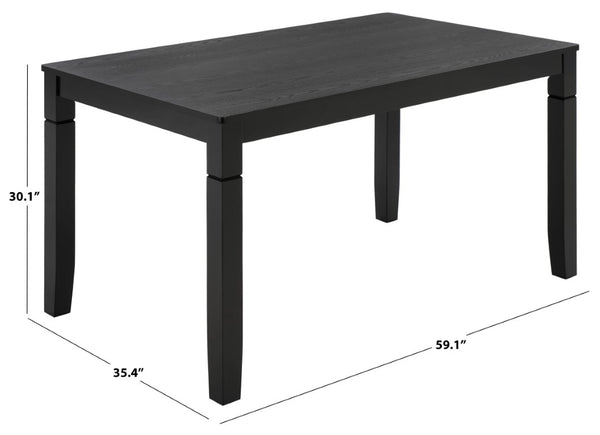 Safavieh Bartone Square Dining Table Warm Ash Finish Seats Four Classic Transitional Style Black DTB2703B