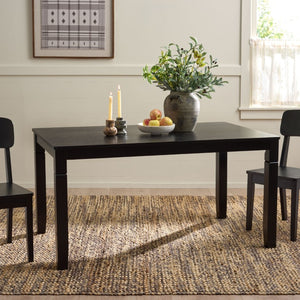Safavieh Bartone Square Dining Table Warm Ash Finish Seats Four Classic Transitional Style Black DTB2703B