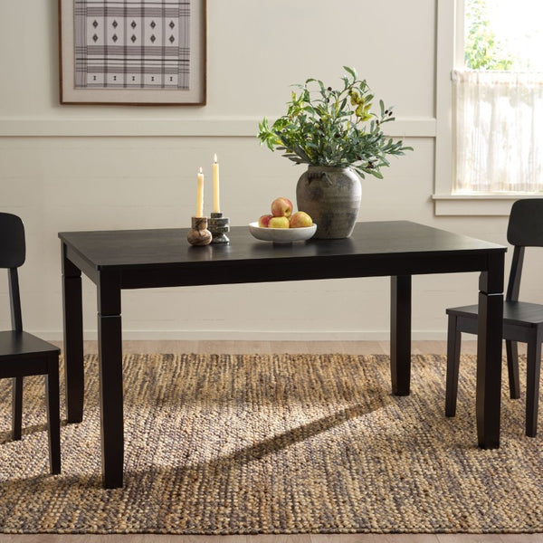 Safavieh Bartone Square Dining Table Warm Ash Finish Seats Four Classic Transitional Style Black DTB2703B