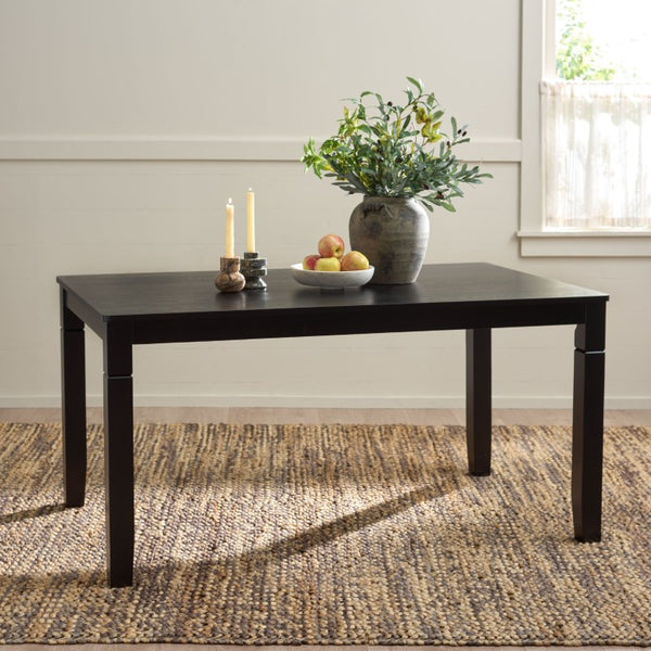 Safavieh Bartone Square Dining Table Warm Ash Finish Seats Four Classic Transitional Style Black DTB2703B