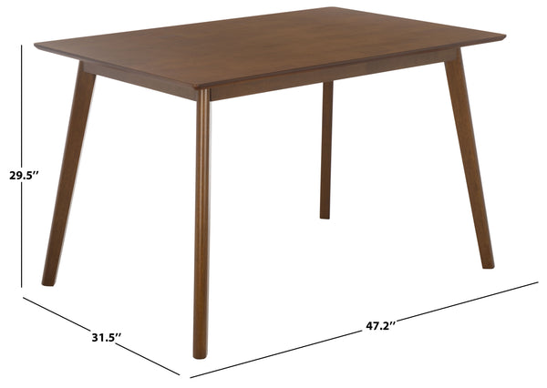 Amelin Dining Table With Warm Wood Grain Finish, Durable Mdf Top & Solid Rubberwood Base, 48"