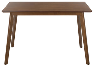 Amelin Dining Table With Warm Wood Grain Finish, Durable Mdf Top & Solid Rubberwood Base, 48"