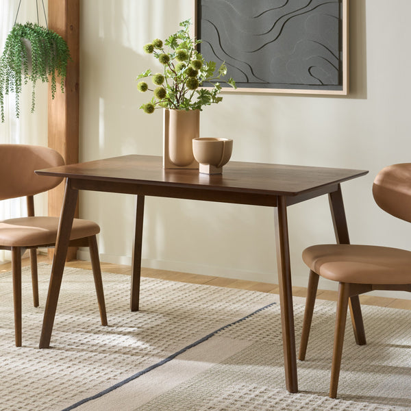 Amelin Dining Table With Warm Wood Grain Finish, Durable Mdf Top & Solid Rubberwood Base, 48"