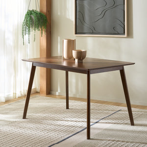 Amelin Dining Table With Warm Wood Grain Finish, Durable Mdf Top & Solid Rubberwood Base, 48"
