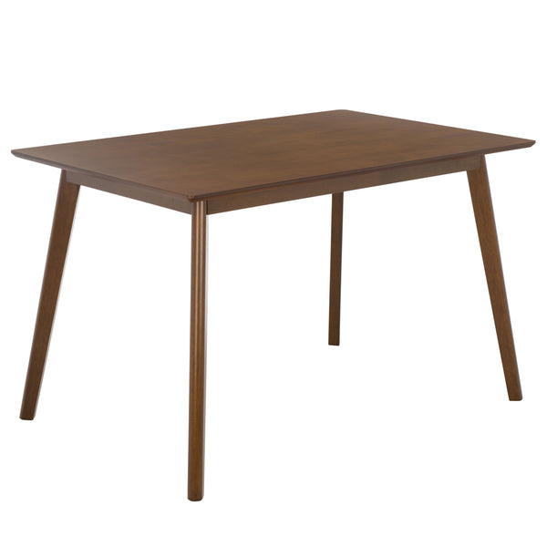 Amelin Dining Table With Warm Wood Grain Finish, Durable Mdf Top & Solid Rubberwood Base, 48"