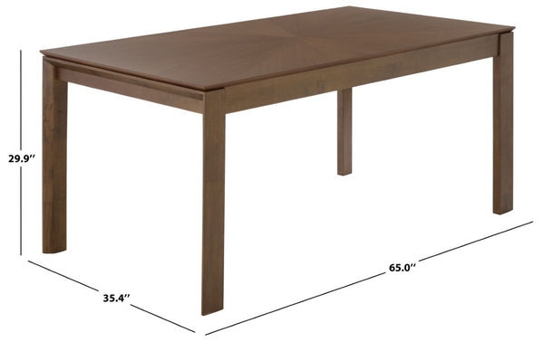 Safavieh Melo Solid Rubberwood Rectangular Dining Table Warm Walnut Finish Farmhouse Modern DTB4305A-2BX