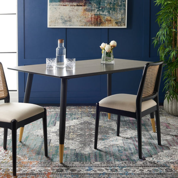 Safavieh Acre Dining Table - Contemporary Black & Gold Design, Durable Mahogany, Perfect For Modern Dining Spaces DTB5800A
