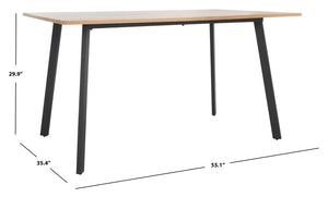 Safavieh Leith Dining Table - Mid-Century Scandinavian Design With Natural Wood & Bold Black Accents, Seats 6 DTB5801A