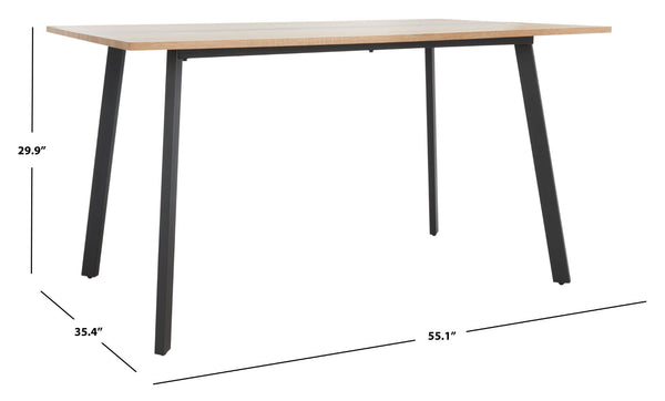 Safavieh Leith Dining Table - Mid-Century Scandinavian Design With Natural Wood & Bold Black Accents, Seats 6 DTB5801A