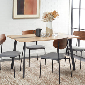 Safavieh Leith Dining Table - Mid-Century Scandinavian Design With Natural Wood & Bold Black Accents, Seats 6 DTB5801A