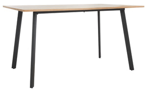 Safavieh Leith Dining Table - Mid-Century Scandinavian Design With Natural Wood & Bold Black Accents, Seats 6 DTB5801A