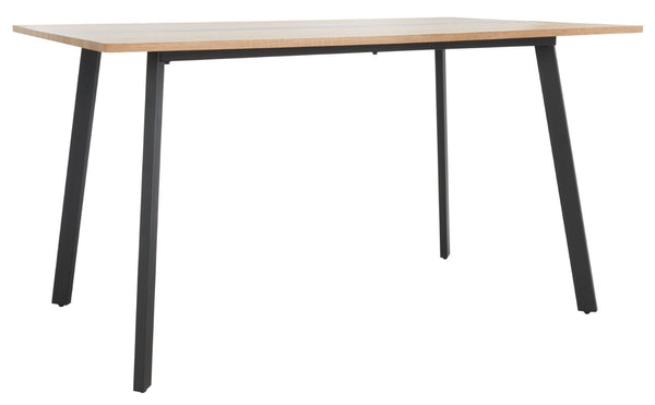 Safavieh Leith Dining Table - Mid-Century Scandinavian Design With Natural Wood & Bold Black Accents, Seats 6 DTB5801A