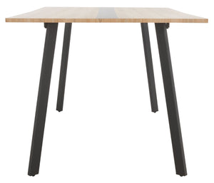 Safavieh Leith Dining Table - Mid-Century Scandinavian Design With Natural Wood & Bold Black Accents, Seats 6 DTB5801A