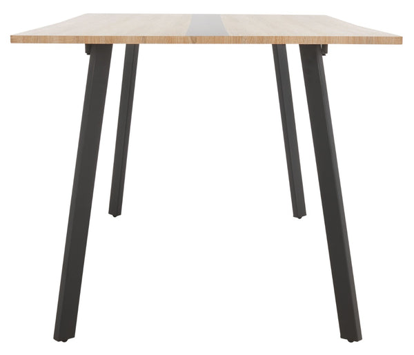 Safavieh Leith Dining Table - Mid-Century Scandinavian Design With Natural Wood & Bold Black Accents, Seats 6 DTB5801A
