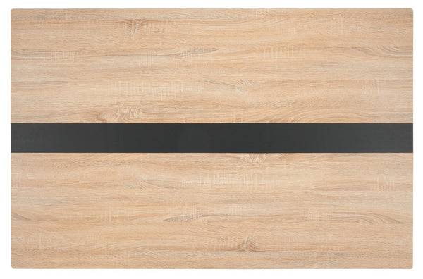 Safavieh Leith Dining Table - Mid-Century Scandinavian Design With Natural Wood & Bold Black Accents, Seats 6 DTB5801A
