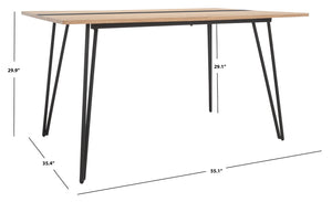 Safavieh Alarick Dining Table - Retro-Industrial Design With Asymmetrical Legs And Striking Black Stripe Finish DTB5802A