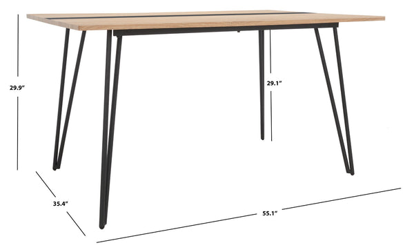 Safavieh Alarick Dining Table - Retro-Industrial Design With Asymmetrical Legs And Striking Black Stripe Finish DTB5802A