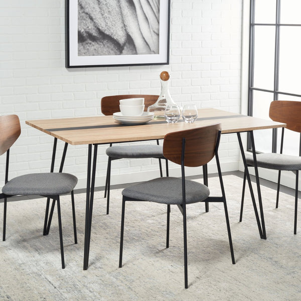 Safavieh Alarick Dining Table - Retro-Industrial Design With Asymmetrical Legs And Striking Black Stripe Finish DTB5802A