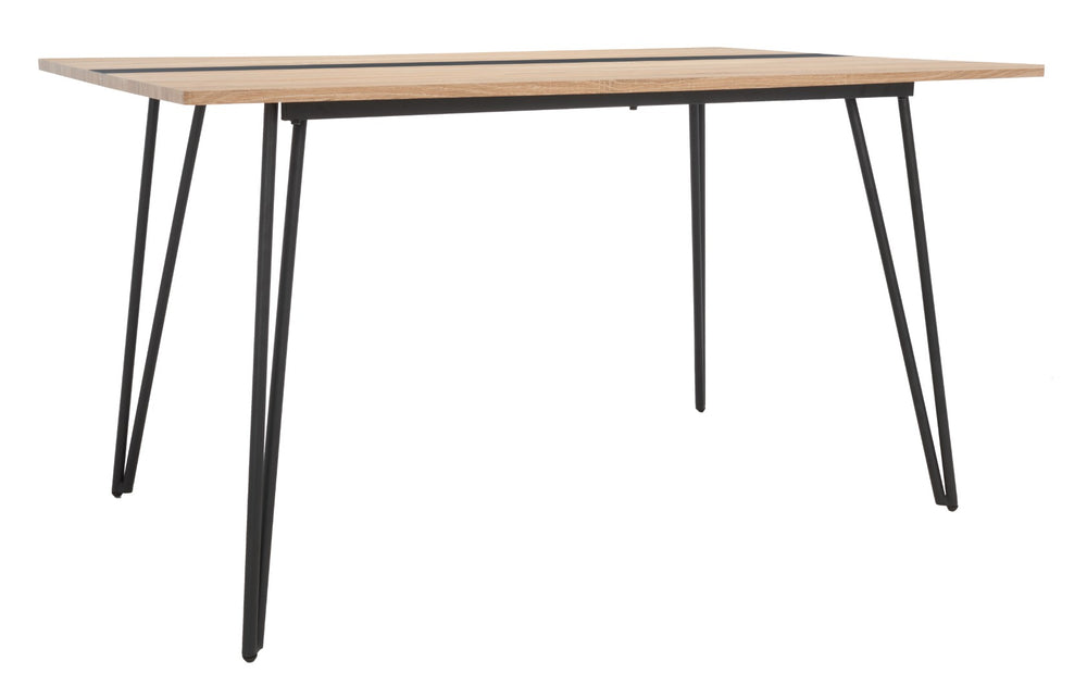 Safavieh Alarick Dining Table - Retro-Industrial Design With Asymmetrical Legs And Striking Black Stripe Finish DTB5802A