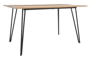 Safavieh Alarick Dining Table - Retro-Industrial Design With Asymmetrical Legs And Striking Black Stripe Finish DTB5802A
