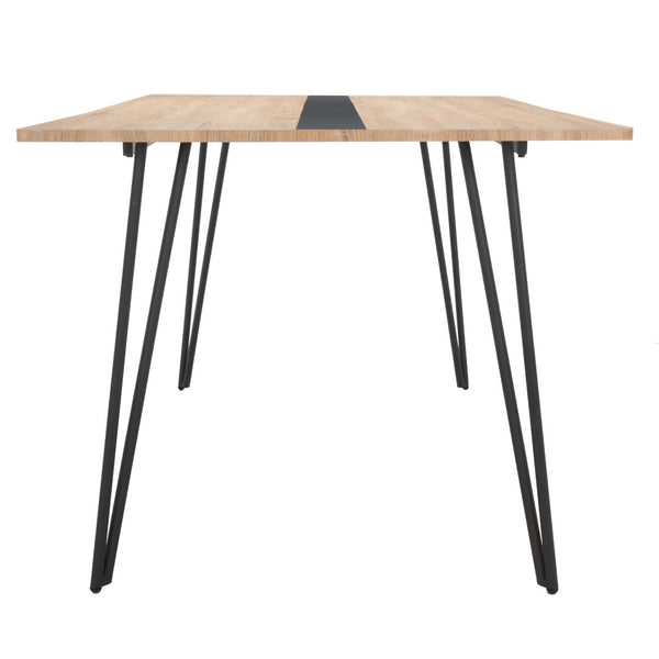 Safavieh Alarick Dining Table - Retro-Industrial Design With Asymmetrical Legs And Striking Black Stripe Finish DTB5802A